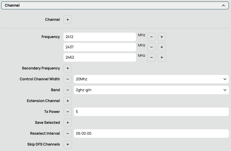 Picture of Frequency Configuration